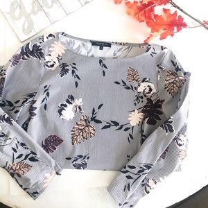 Lafayette 148 Floral Striped Blouse